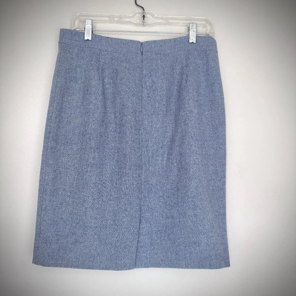 J. Crew Wool Herringbone Tweed No. 2 Pencil Skirt in Light Blue, 6P